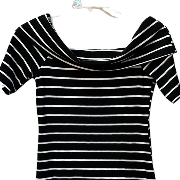 Juicy Couture Black White Ribbed Striped Sheath‎ Dress Y2K Vintage Size Medium - Picture 4 of 8